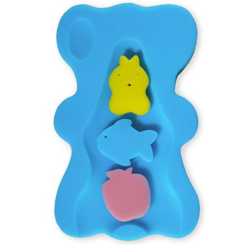 HALLO Soft Infant Bath Sponge Skid Proof Baby Bath Mat Newborn Odor Free (Blue)