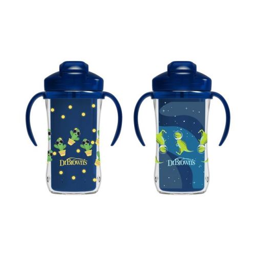 Dr. Brown's 10 fl oz Insulated Straw Cup - Blue - 2pk