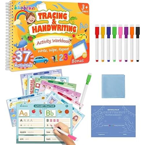 Preschool Learning Activities 3-8: 37 Handwriting Practice & Tracing Books for Kids | Kindergarten Workbooks | Outdoor Activities Books | Travel Games | Gift for Kids