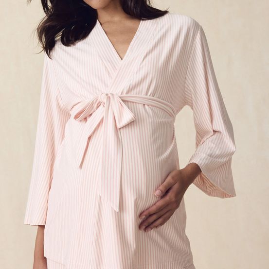 LAKE | Women | DreamModal® Pajamas | English Rose Pencil Stripe Maternity Kimono Bundle