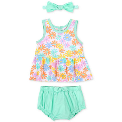 Baby Girls Flower-Print Top, Bloomer and Headband, 3 Piece Set
