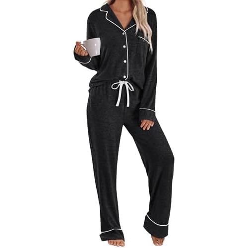LILLUSORY Womens Fall Pajamas Lounge Sets Cotton Cute Sleep Nightwear Winter Pjs