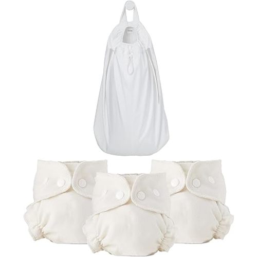 Esembly Diapering Starter Bundle | Pail Pouch and Cloth Diaper Inners (3-Pack, Size 1)