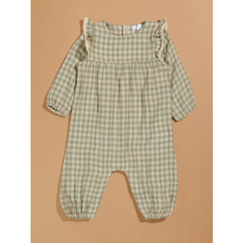 Gunner Gingham Ruffle Jumpsuit in Green | Tullabee