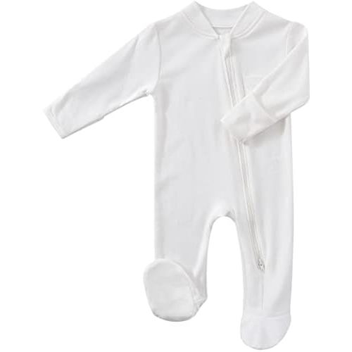 Baby 2 Way Zipper Girls Boys 100% Cotton Footed Sleep and Play with Mitten Cuffs 0-12 Months
