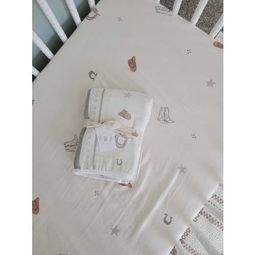 Vintage Country-Cowboy Blanket and Crib Sheet SET