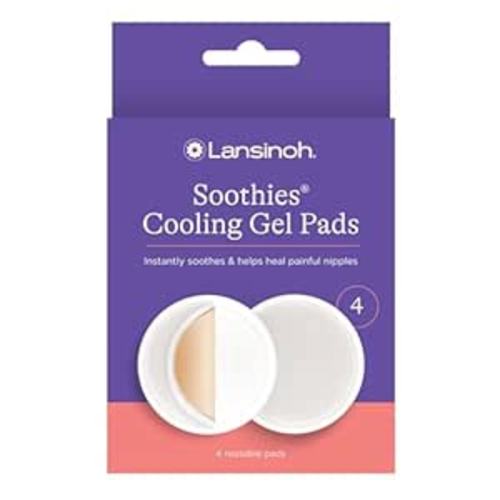 Lansinoh Soothies Cooling Gel Pads, 4 Count, Breastfeeding Essentials, Provides Cooling Relief for Sore Nipples - 4 Pack - Soothies Breast Gel Pads, 4 Pack