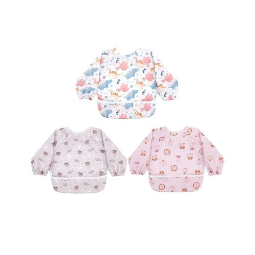 ALVABABY Mess Proof Baby Bib Long Sleeve Bavoir Manche Longue Bebe Waterproof Stain and Odor Resistant Starter Adjustable 3WDJ03-CA