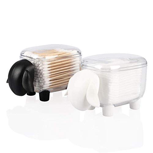 Agirlvct 2 Pack Qtip and Cotton Ball Holder Dispenser,Acrylic Containers Storage Organizer, Bathroom Vanity Storage Canister for Swab Floss Bedroom Birthday Gift for Girl Friend (Cute Sheep)