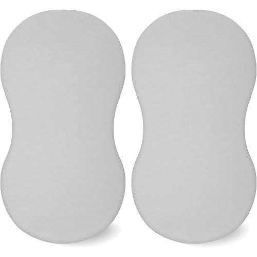 TILLYOU Cotton Fitted Bassinet Sheets for Baby Boy Girl, Fit for Halo Bassinet Swivel Sleeper, Adapt to Hourglass Bassinet Mattress Sheet, 31.5'' x 18'', 2 Pack Pale Gray