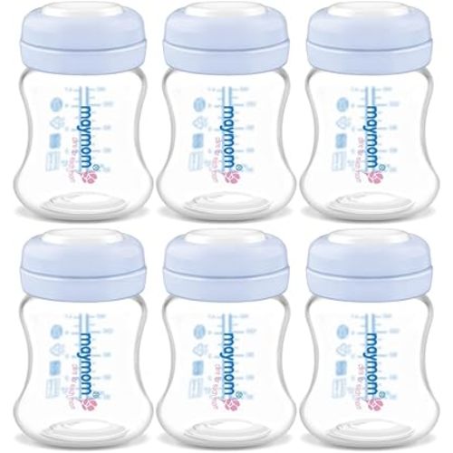 Maymom Wide-Mouth Milk Storage Collection Bottle 4.7Oz 140mL with SureSeal Sealing Disk | Compatible with Spectra, Motif Luna, Ameda MYA, Bellababy Pumps, Can Replace Spectra S1 S2 Bottles, 6 pc