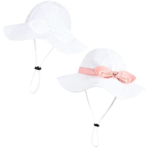 Baby Girl Sun Hat with UPF 50+ Outdoor Adjustable Beach Hat with Wide Brim Bucket Hats