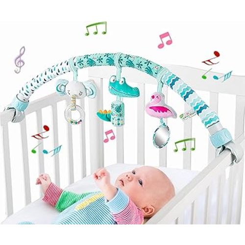 Pau1Hami1ton Baby Stroller Arch Toys, Car Seat Toys,Bouncer Toy Bar/Mobile for Bassinet,Adjustable Baby Hanging Toys Fit for Crib Bed,Stroller,Car Seat,Baby Gifts.S-19(Crocodile)