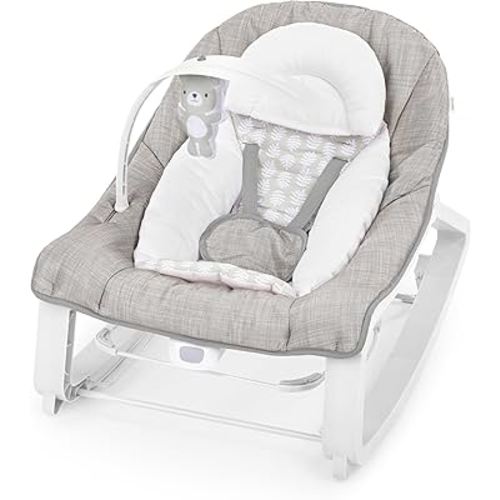 Ingenuity Keep Cozy 3-in-1 Grow with Me Vibrating Baby Bouncer Seat & Infant to Toddler Rocker, Vibrations & Toy Bar, 0-30 Months Up to 40 lbs (Linden)