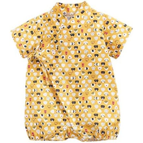 PAUBOLI Baby Kimono Romper Japanese Sakura Cotton Infant Comfy Pajamas 3-24 Months