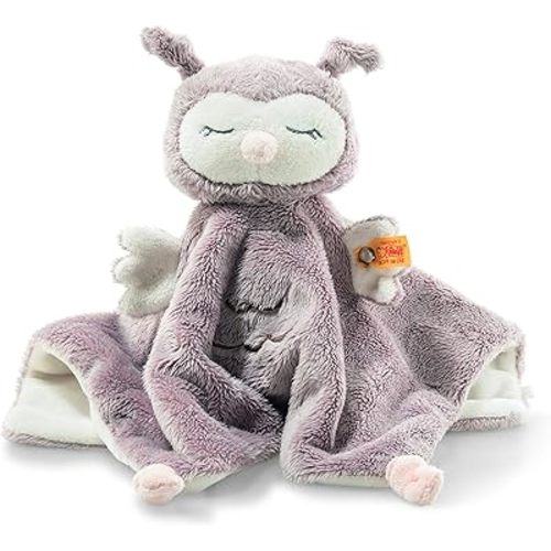 Steiff Ollie Owl Security Blanket, Stuffed Animal Character Blankets for Babies, (Rose & Beige, 10")