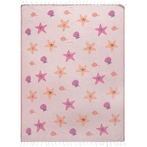 Sand Cloud Large Turkish Beach Towel - Sand Free - 100% Organic Turkish Cotton Yarn - Quick Dry Towel for Beach, Picnic, Blanket or Bath - As Seen on Shark Tank - Marine Life (Sea Star)