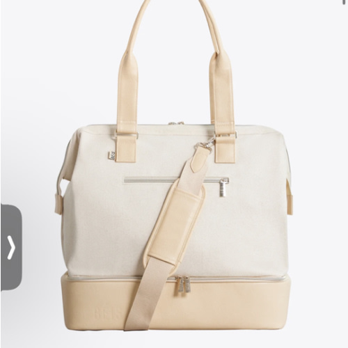 BÉIS 'The Mini Weekender' In Beige - Small Beige Weekender Bag & Travel Duffle Bag