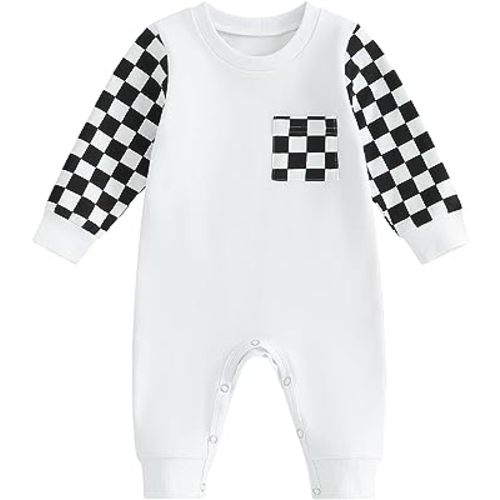 Mamas Boy Baby Clothes Newborn Boys Plaid Long Sleeve Color Block Romper Jumpsuit One-Piece Infant Spring Outfits