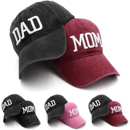 Mom and Dad Hats New Mom Gifts Embroidered Hats for Men Women Adjustable Baseball Cap New Parents Gifts for Couples