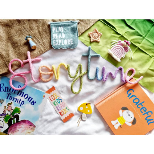Storytime Multi Coloured Knitted Wire Sign | Reading Corner Sign | Reading Wall Hanging| Reading Nook | Story Corner l Storytime