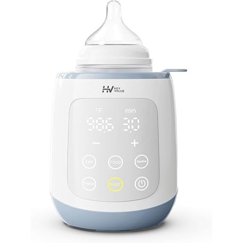 Bottle Warmer, 10-in-1 Fast Baby Bottle Warmer for Breastmilk or Formula with Timer, IMD LED Display, Accurate Temperature Control, Automatic Shut-Off, BPA-Free, Bottle Warmers for All Bottles (Blue)