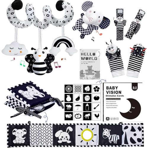 Black and White Sensory Toys for Babies,Montessori Toys for Babies,High Contrast Baby Toys for Toddlers Kids Early Learning Newborn Brain Development Toys Baby Gifts