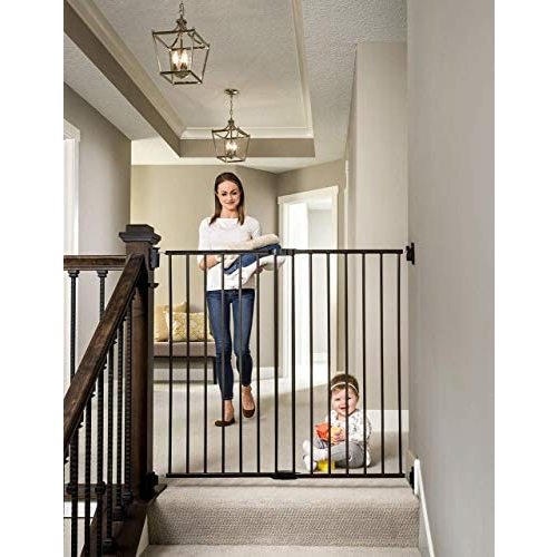 Regalo 2-in-1 Extra Tall Easy Swing Stairway and Hallway Walk Through Baby Gate, Black