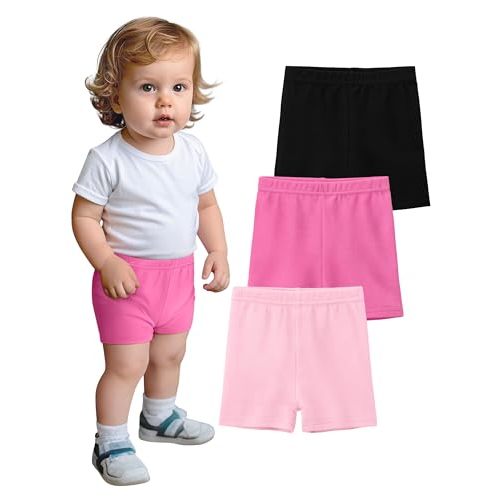 YERIOK 3 Pack Cotton Baby Girls Shorts Toddler Biker Bike Cartwheel Under Shorts for Baby Girl Clothes