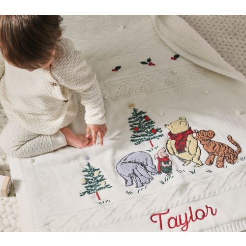 Disney's Winnie the Pooh Holiday Heirloom Baby Blanket