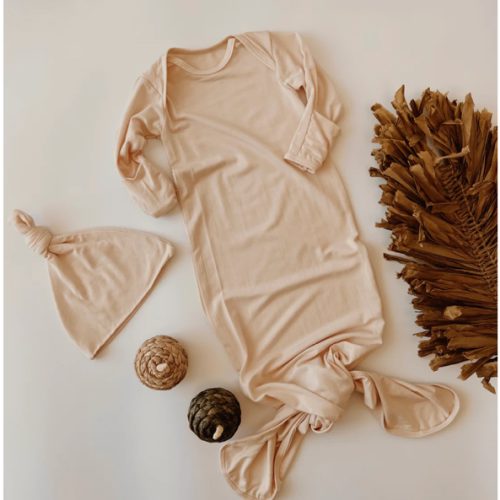 Knotted Gown with Hat | Peachy Cream – Three Peas