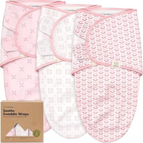 3-Pack Organic Baby Swaddle Sleep Sacks - Swaddles for Newborns, Infant 3-6 Months, Baby Girls, Boys, Soft & Snug Newborn Sleep Sack, Nursery Swaddling Blankets (Blossom, L)