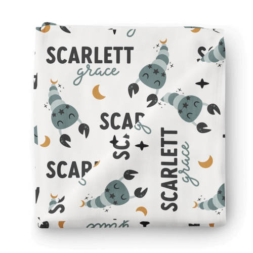 Zodiac Sign Personalized Baby Name Swaddle Blanket | Scorpio