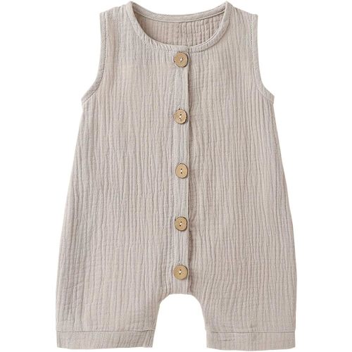 Cecobora Infant Newborn Baby Boys Girls Cotton Linen Romper Summer Jumpsuit Sleeveless Overalls Clothing Set