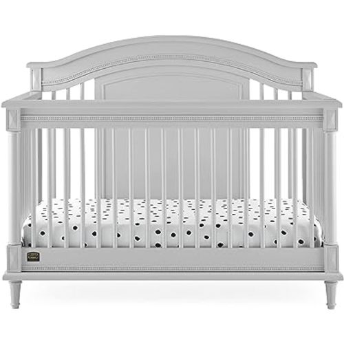 Delta Children Simmons Kids Juliette 6-in-1 Convertible Crib with Toddler Rail, Greenguard Gold Certified, Moonstruck Grey