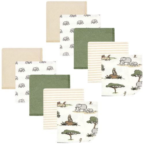 Hudson Baby Flannel Washcloths, Going On Safari 10pk, One Size
