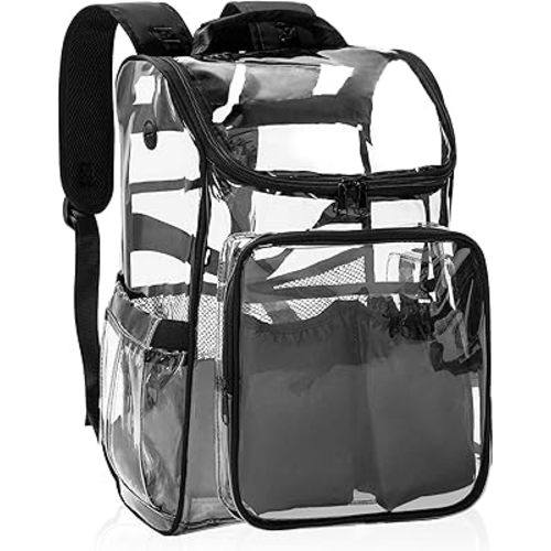 TORIBIO Diaper Bag Backpack, Clear Diaper Bag with Portable Changing Pad, Multifunction Large Travel Mom Backpack with Stroller Straps, Black
