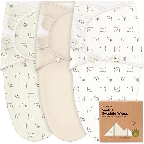 3-Pack Organic Baby Swaddle Sleep Sacks - Swaddles for Newborns, Infant 0-3 Months, Baby Girls, Boys, Soft & Snug Newborn Sleep Sack, Nursery Swaddling Blankets, Velcro Closure (Bumble Bear)