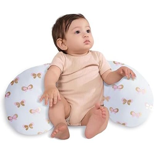 Little Grape Land Nursing Pillow,Upgraded Breast Feeding Pillow for Mom,Breastfeeding & Bottle Feeding for 0–12 Months, Soft Machine Washable Cover with Firm Breathable Filling, Tummy Time,Butterfly