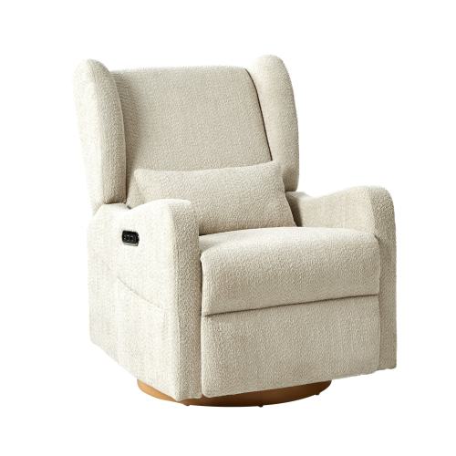 HULALA HOME Remo Modern Electric Waterproof Nursery Swivel Glider Recliner with Built-in Nightlight and USB ports