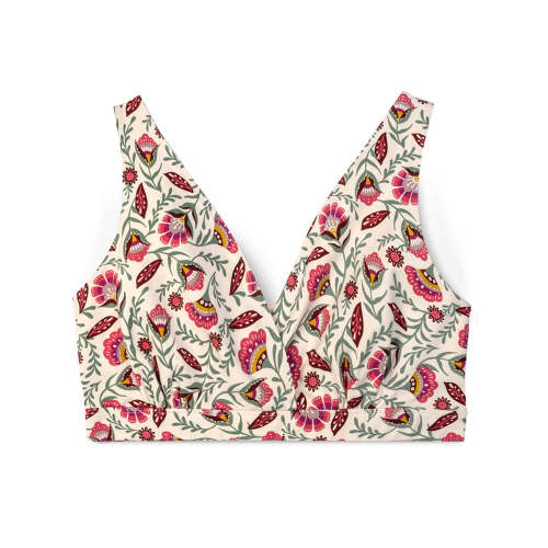Cross-Front Pull-Over Nursing & Maternity Bralette - Folk Floral