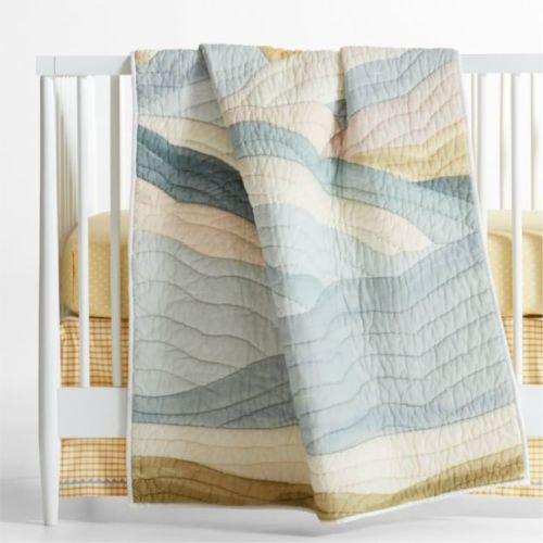 Crate & Kids Cloud Embroidered Hand-Quilted Organic Cotton Baby Crib Quilt