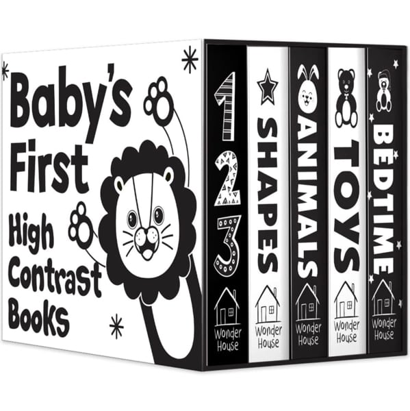 Baby’s First High-Contrast Books Boxed Set [Box Set of 5] - Age Group: 0+ / Black and White Tummy Time Books /Illustrated Board Book for Kids/Toddlers / (High Contrast Board Books)