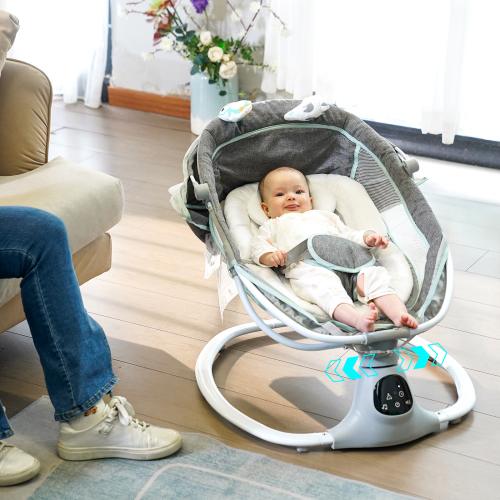 Electric Baby Swing for Infants to Toddler, Portable Swing for Baby Boy Girl with 5 Swing Speed,12 Music, Remote Control and Bluetooth