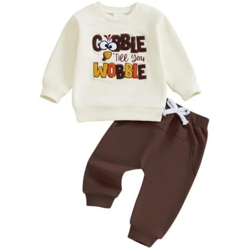 18 months Thanksgiving Outfit Letter Print Sweatshirt Solid Color Pant Little Dude Baby Fall Winter Clothes