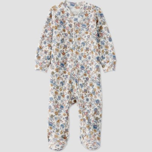 Little Planet by Carter's Organic Baby Girls' Floral Sleep N' Play - Green/White/Blue, Size: Newborn