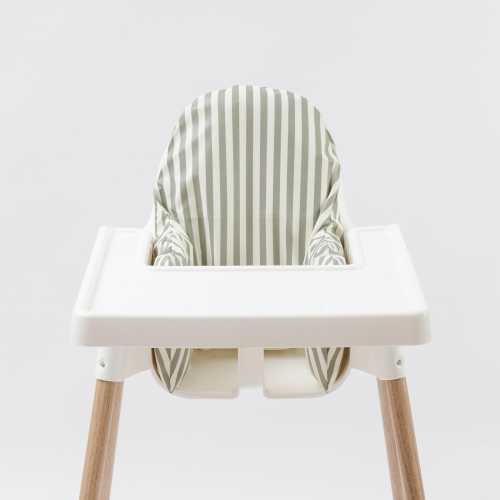 Wipeable Cushion Cover for IKEA Antilop Highchair - Sage Stripes