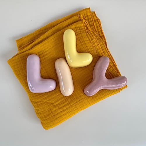 Ceramic Bubble Letters-Personalized Ceramic Letter: Colorful Handmade Wall Decor