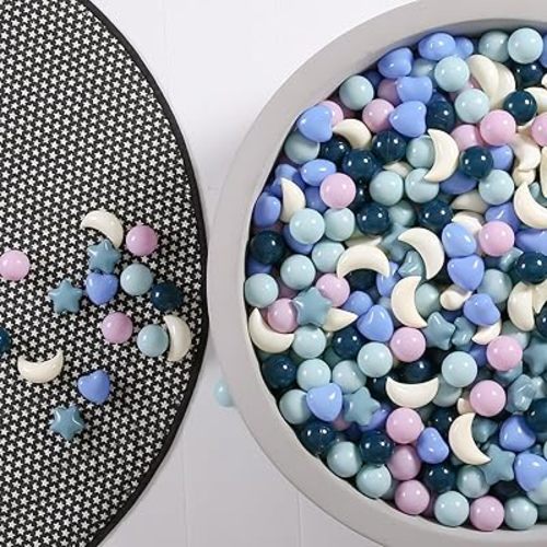 GOGOSO Star Heart Moon Ball Pit Balls, Shaped Play Balls for Ball Pit, 100 200 500 1000 Crush Proof Bpa Free Kids Toddler Baby Pastel Pelotas