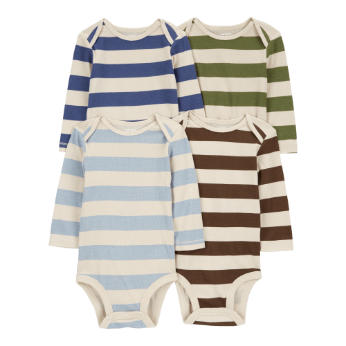 Baby 4-Pack Striped Long-Sleeve Bodysuits - Carter's | Carter's